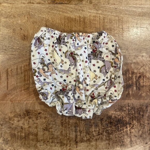 Western Go Baby Size 2T Bloomers Knickers Diaper Cover Up Horses Cowboys Dog - Picture 2 of 6